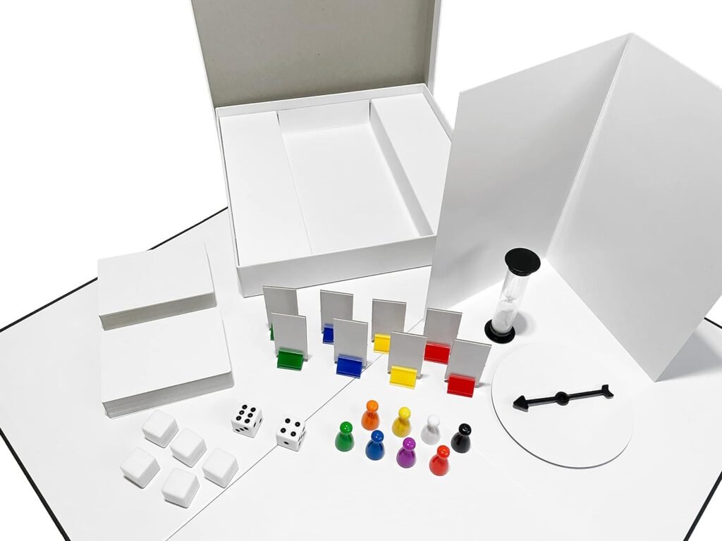 Create Your Own Board Game Set – DIY Kit with Blank Game Board, Game Pieces, Blank Cards, Dice, Spinner, Rulebook, Sand Timer – Build Your Own Game for Family Board Games