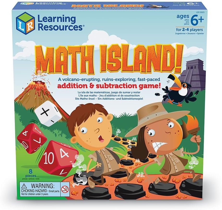 Learning Resources Math Island Addition  Subtraction Game, Elementary Math, Teaching Toys, Children’s Math Games, Educational Indoor Games, 8 Pieces, Age 6+ Gifts for Kids