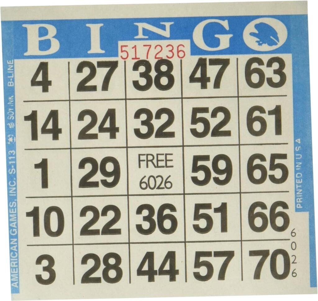 American Games 1on Blue Bingo Paper (500 Sheets),Cards included