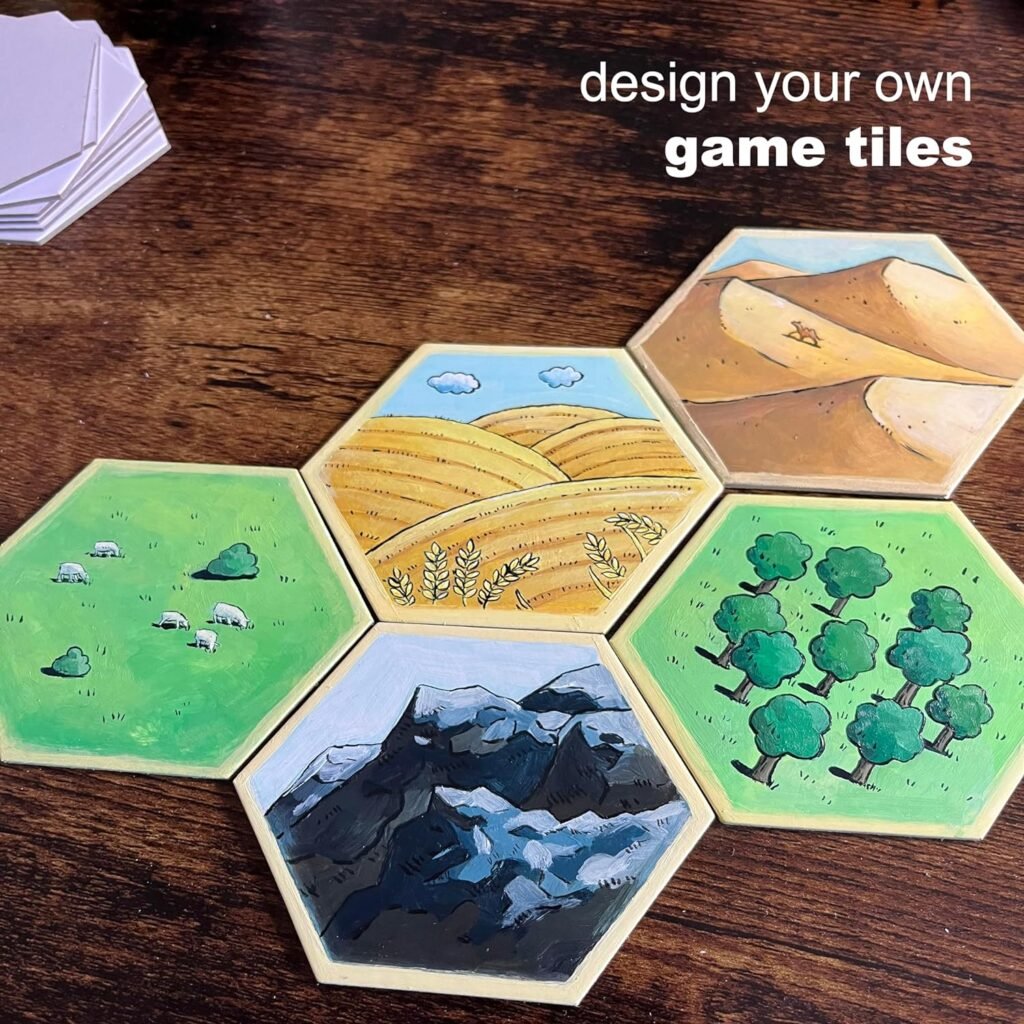 Apostrophe Games Hexagon Board Game Tiles – 20Pcs Large Game Board Pieces Blank Game Board Chits, Same Size as Settlers of Catan – Create Your Own Custom Tiles