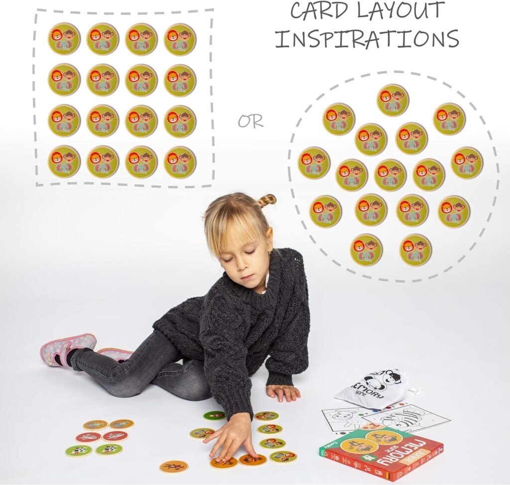 Create Your Own Memory Game 36pc Art  Craft Kit, Durable  Scratch-Resistant Wooden Cards, Replacement Stickers, Support Child Development, Matching Games for Toddlers 3-5 and Up, Blank Board Game