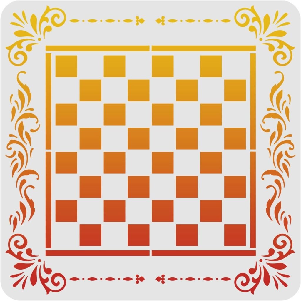 FINGERINSPIRE Modern Checkerboard Template 11.8x11.8inch Painting Chess Checkers Lined Gameboard Family Game Home Decor Gift Best Vinyl Large Stencils for Painting on Wood, Canvas, Wall