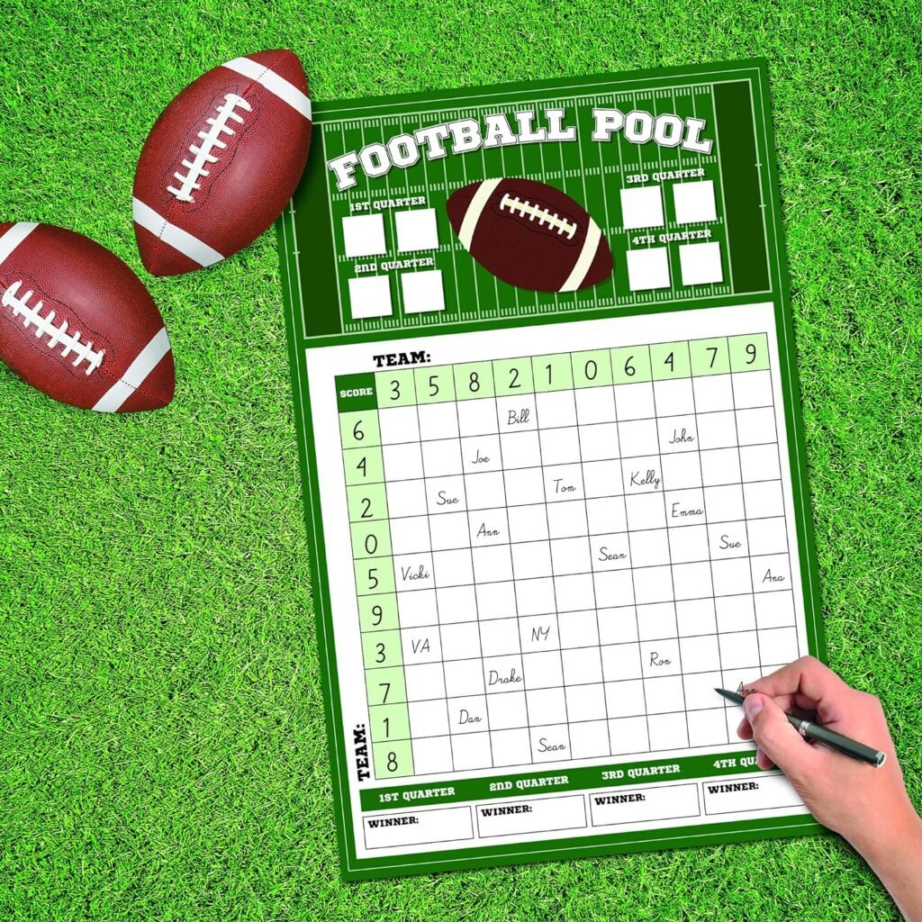 Football Big Game Betting Pool Box Squares Scoreboard Bowl Office Party Game Supplies Decorations (1-11x17 Game)