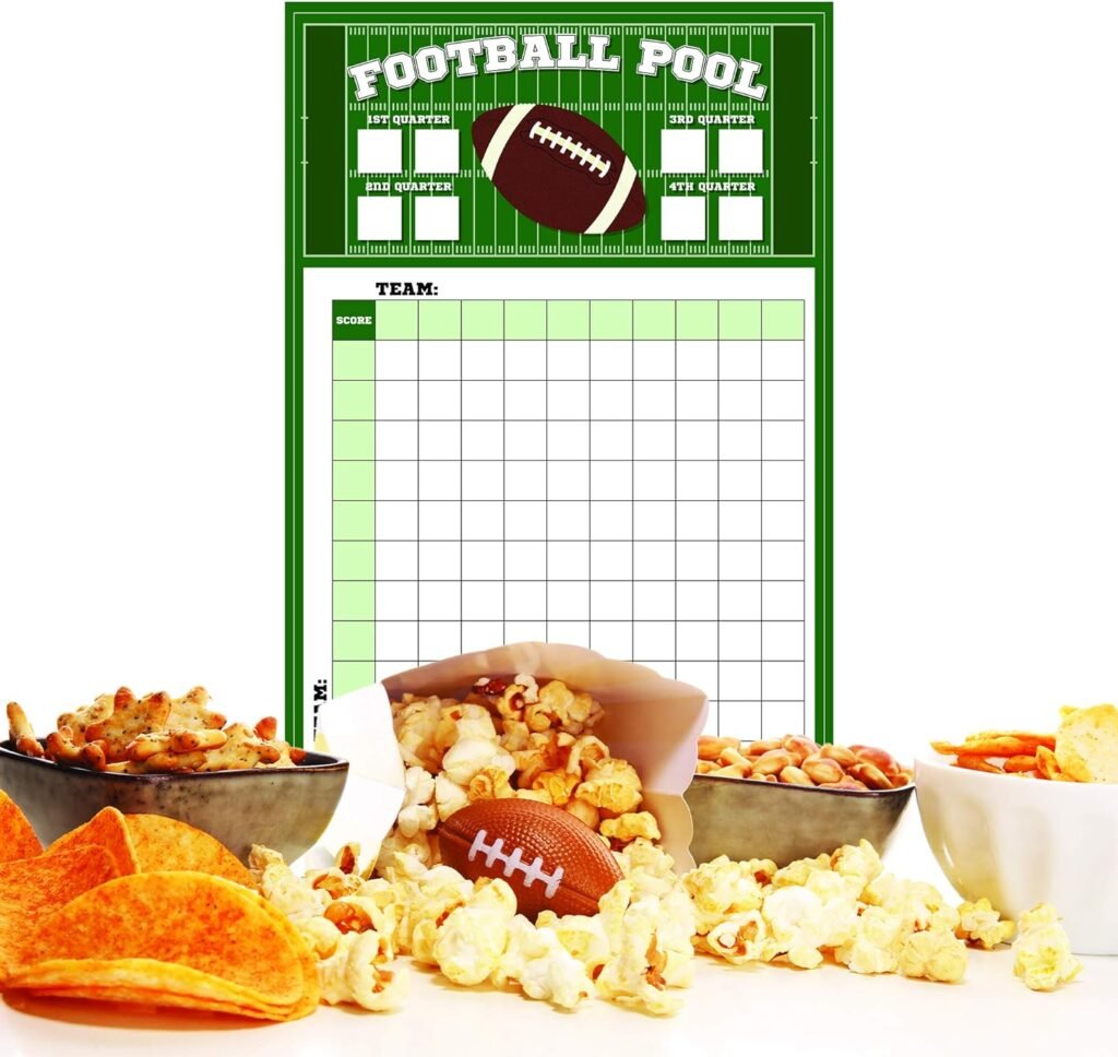 Football Big Game Betting Pool Box Squares Scoreboard Bowl Office Party Game Supplies Decorations (1-11x17 Game)