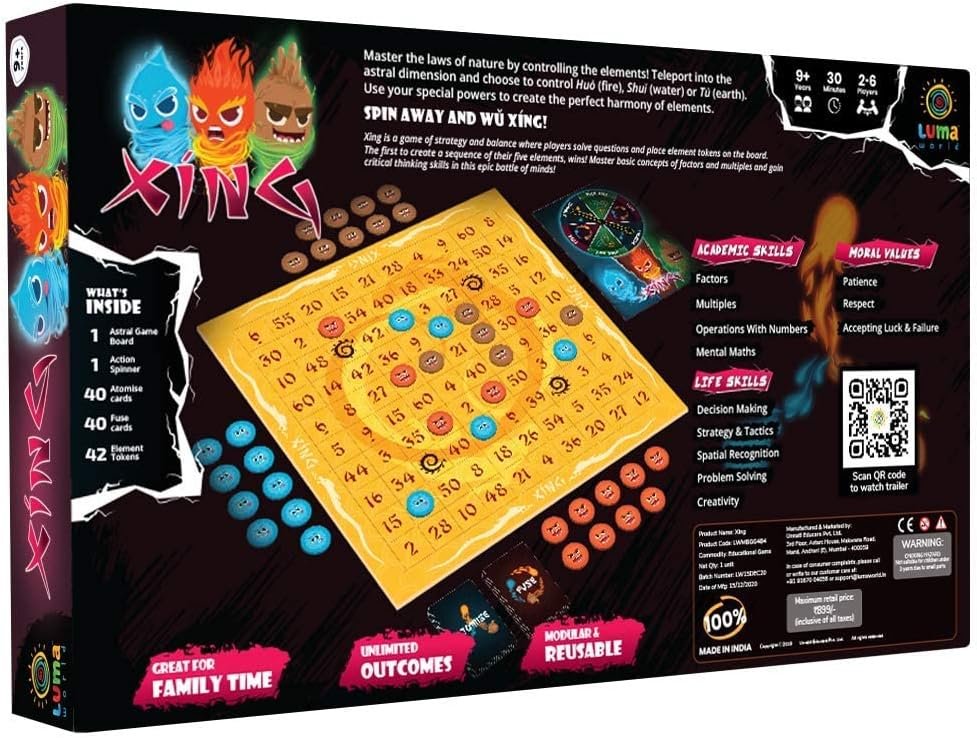 Luma World STEM Educational Board Game Xing for Ages 9+ Years to Learn Multiplication, Tables, Mental Math, Strategy, Resource Management, Easy to Learn and Play, up to 6 Players