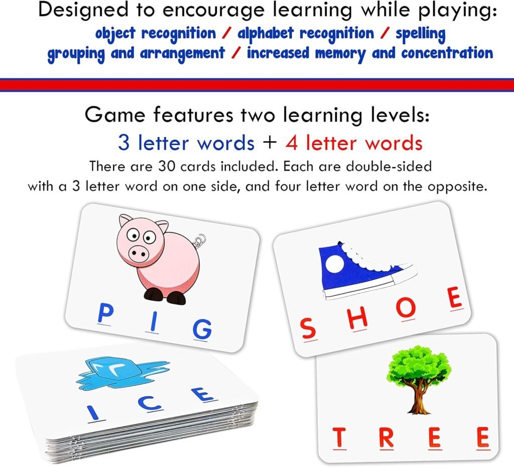 Little Treasures Matching Letter Game, Teaches Word Recognition, Spelling, and Increases Memory, 3 Years and Up