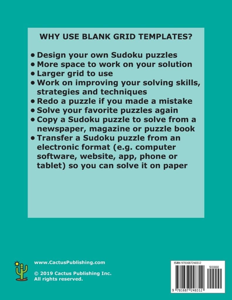 Sudoku 6x6 - 106 Blank Grids: 1 grid per page; 8.5 x 11; 216 x 279 mm; White Paper; Page Numbers; Number Place; Su Doku; Nanpure; 6 x 6 Puzzle Template Boards     Paperback – August 19, 2019