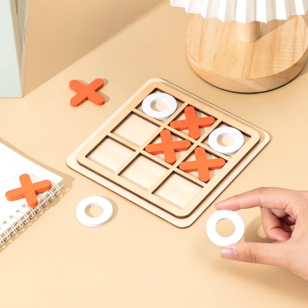 24 Pcs Wooden Tic Tac Toe Game for Kids Mini Board Game Xo Chess Board Tic Tac Toe Board Game Family Children Puzzle Educational Game for Kids Adults Birthday Party Favors Goody Bag Stuffer