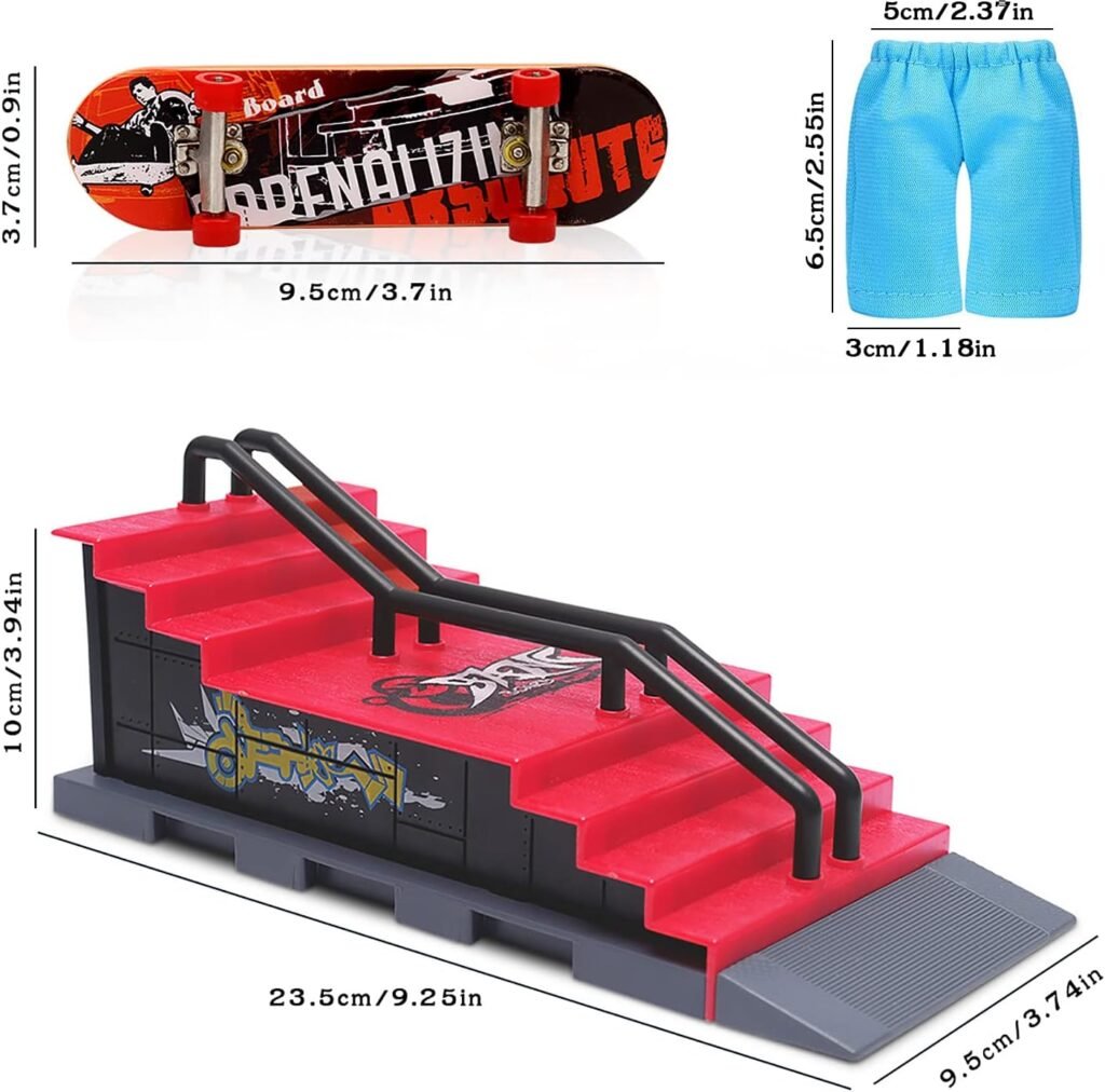 KETIEE Finger Skateboards Ramp Set, Skatepark Deck Kit Training Props with Ramps, Fingerboard  Shorts, Customizable and Buildable Interactive Skate Game, Mini Finger Skate Park Kit for Kids (A Grey)