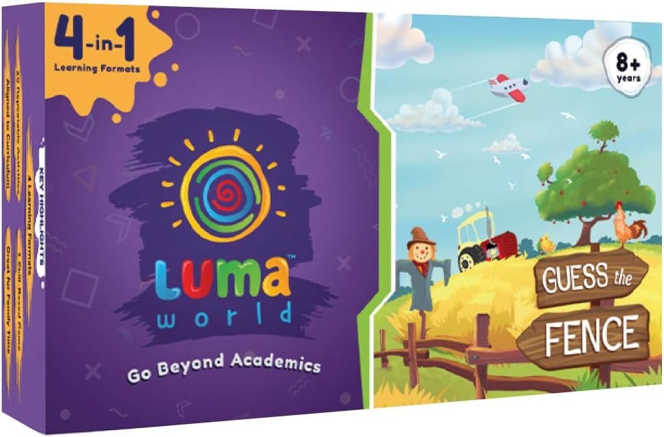 Luma World Guess The Fence STEM Kit with Educational Board Game, Books, Flashcards and 300 Hours of Activities for Ages 8 Years to Improve Creativity, Big Box with 4 Learning Formats