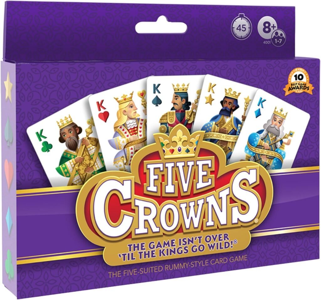 PlayMonster Five Crowns — The Game Isnt Over Until the Kings Go Wild! — 5 Suited Rummy-Style Card Game — For Ages 8+