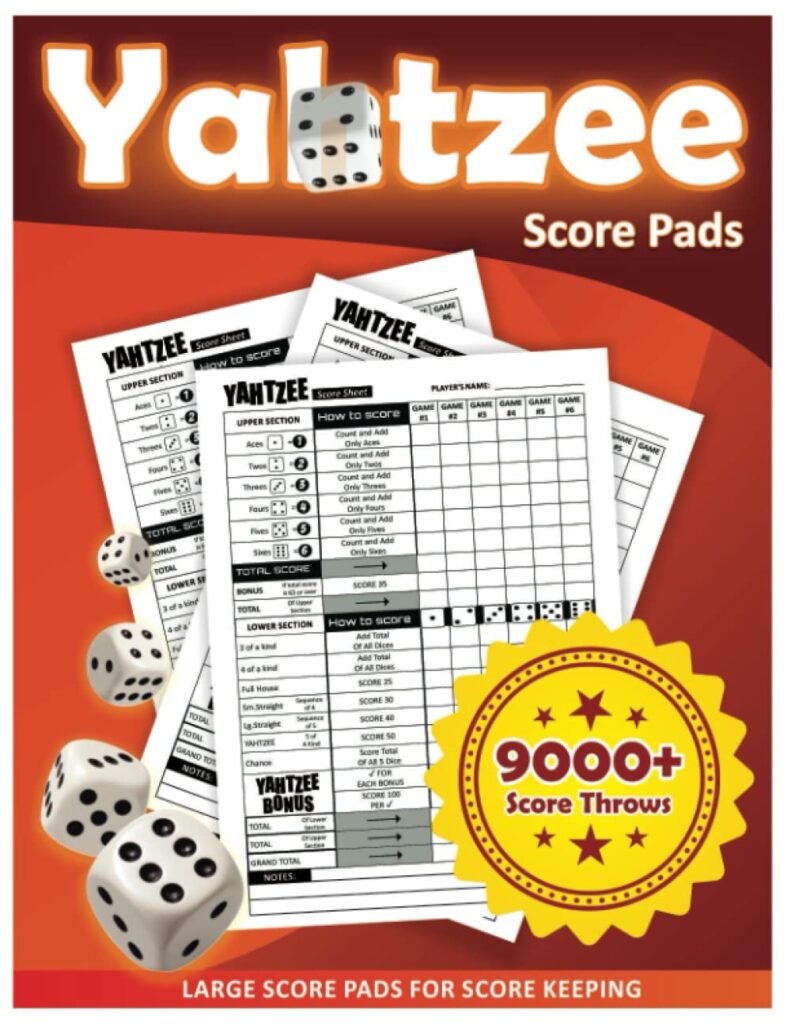 Yatzee Score Pads: Large Print Score Sheets with Size 8.5 x 11 inches for Scorekeeping, Score Book with 130+ Pages     Paperback – September 27, 2022